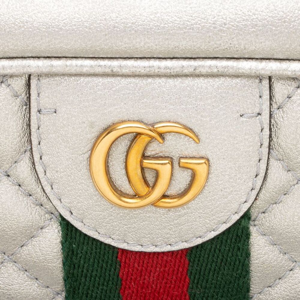 Gucci Metallic Quilted Leather Web Trapuntata Small Shoulder Bag - Picture 9 of 12